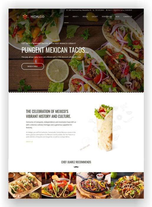 Webseite für mexikanisches Restaurant