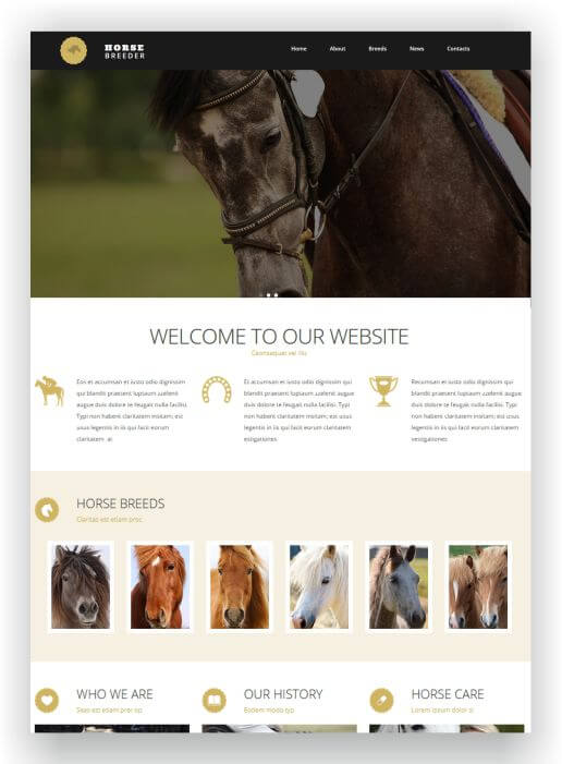 Website Template for Horse Breeding Farm